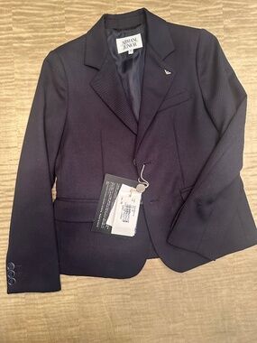 ARMANI JUNIOR– NAVY WOOL SINGLE-BREASTED SUIT– SIZE 7– NWT